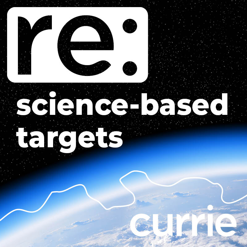 'Science Based Targets' text with a background of a blue planet amongst the stars